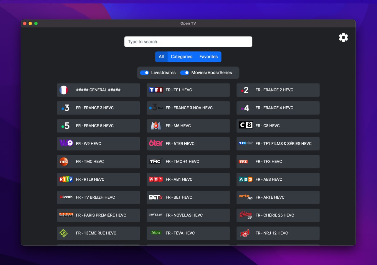 Open TV 一款免费、开源、跨平台的 IPTV 播放器